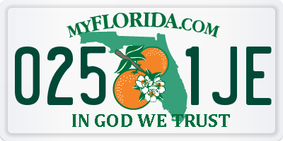 FL license plate 0251JE