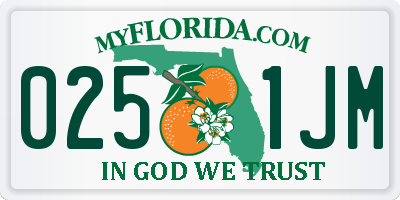 FL license plate 0251JM