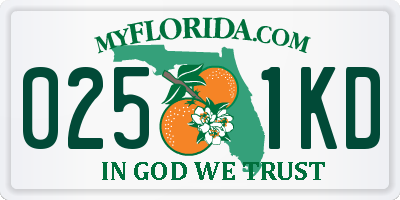 FL license plate 0251KD