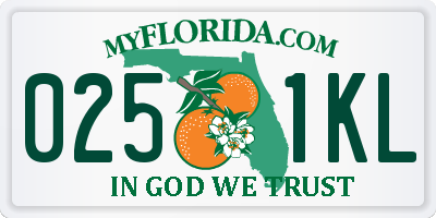 FL license plate 0251KL