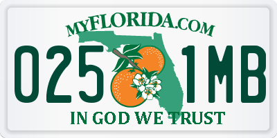 FL license plate 0251MB