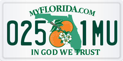 FL license plate 0251MU