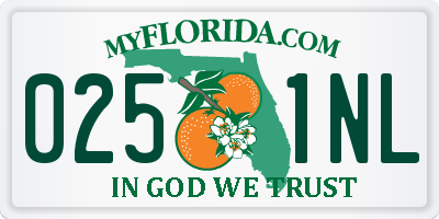 FL license plate 0251NL