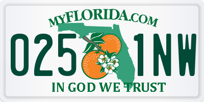 FL license plate 0251NW