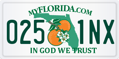 FL license plate 0251NX