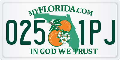 FL license plate 0251PJ