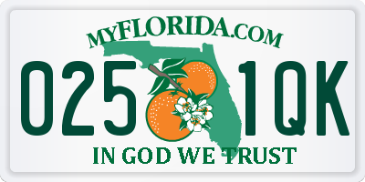 FL license plate 0251QK