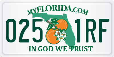FL license plate 0251RF