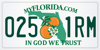 FL license plate 0251RM