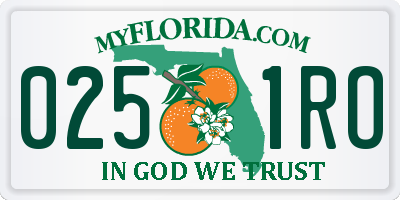 FL license plate 0251RO