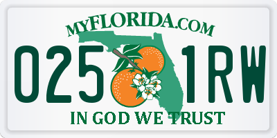 FL license plate 0251RW