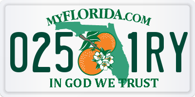 FL license plate 0251RY