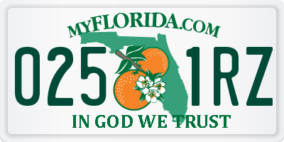 FL license plate 0251RZ
