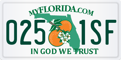 FL license plate 0251SF