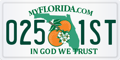 FL license plate 0251ST