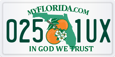 FL license plate 0251UX