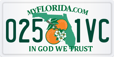 FL license plate 0251VC