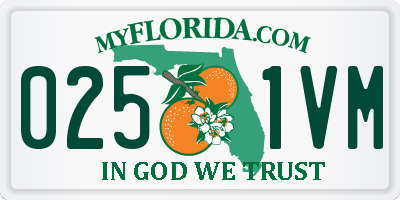 FL license plate 0251VM