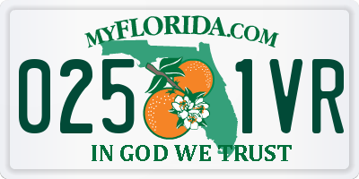 FL license plate 0251VR