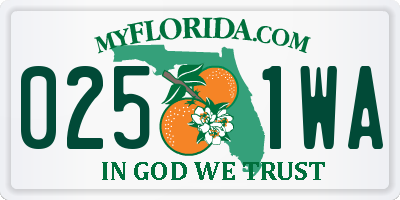 FL license plate 0251WA