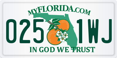 FL license plate 0251WJ
