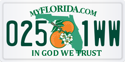 FL license plate 0251WW