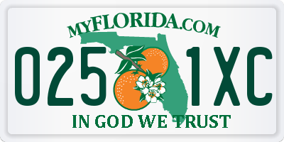 FL license plate 0251XC