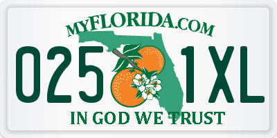 FL license plate 0251XL