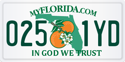 FL license plate 0251YD