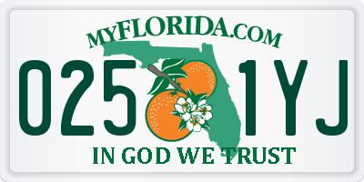 FL license plate 0251YJ