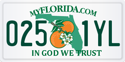 FL license plate 0251YL