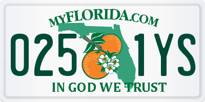 FL license plate 0251YS