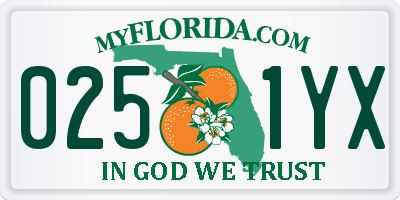 FL license plate 0251YX