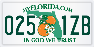 FL license plate 0251ZB