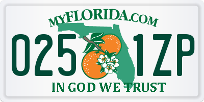 FL license plate 0251ZP