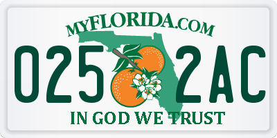 FL license plate 0252AC