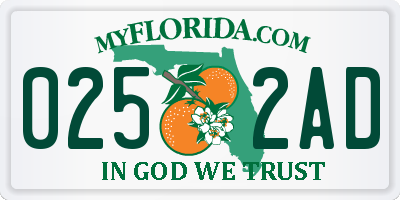 FL license plate 0252AD