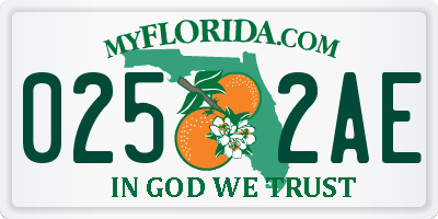 FL license plate 0252AE