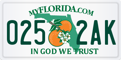 FL license plate 0252AK