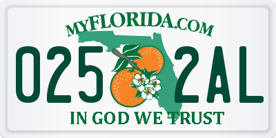 FL license plate 0252AL