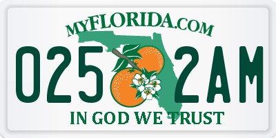 FL license plate 0252AM