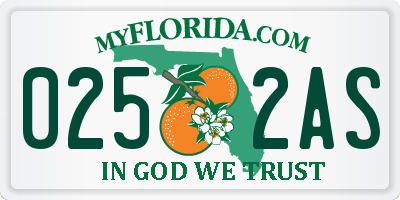 FL license plate 0252AS