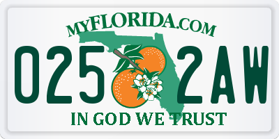 FL license plate 0252AW