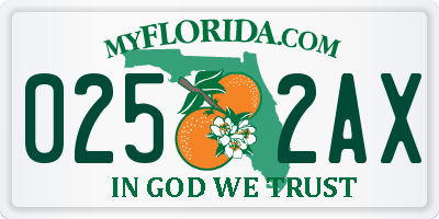 FL license plate 0252AX