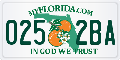 FL license plate 0252BA