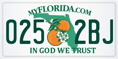 FL license plate 0252BJ