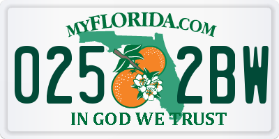 FL license plate 0252BW