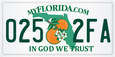FL license plate 0252FA