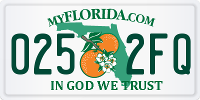 FL license plate 0252FQ