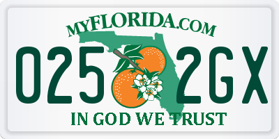 FL license plate 0252GX